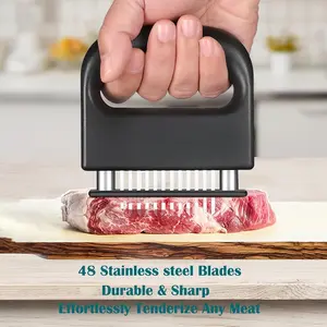 Stainless Steel Meat Softener - 48 Blades, Non-Slip Handle, Ideal for Grilling & Marinating, Essential Kitchen Tool for Steaks, Chicken, Turkey & Fish Utensils
