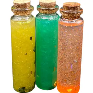 PNW Raven's Curiosities Homemade Medium Sized Spell Jars in Vibrant Colors Yellow Green & Orange Perfect for Halloween Cosplay Events D&D Campaigns or Home Decor