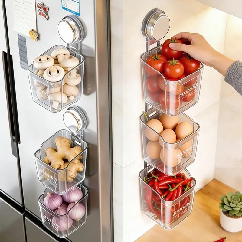 Wall Mounted No-Drill Storage Basket, Kitchen Fruit and Vegetable Organizer