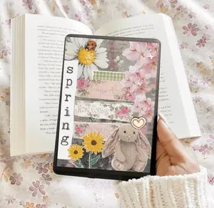 Spring Stuffed Bunny Kindle Insert - Three Sizes - Optional Lamination