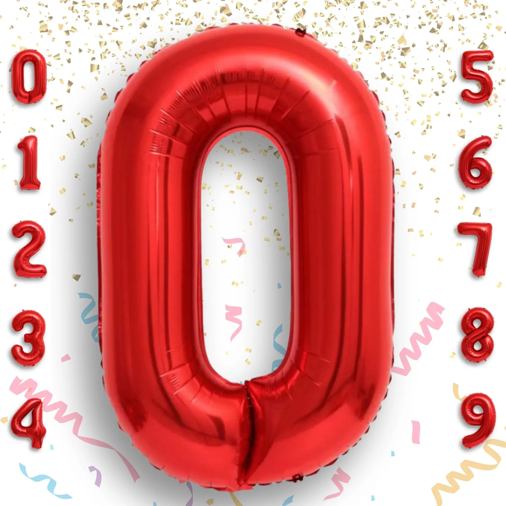 Red Number Balloon 0-9 | 40 inch Metallic Mylar Foil Balloons Number for 1st 2nd 3rd Birthday Party Decoration | Reusable Self-Sealing Air or Helium Balloon for 4th 5th 6th Anniversary & Graduation Refillable Balloons