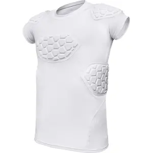 Exxact Sports Elite 6-Pad Adult Padded Football Shirt with Chest, Shoulder, Ribs & Spine Protection, Mens Football Padded Compression Shirt (Adult)