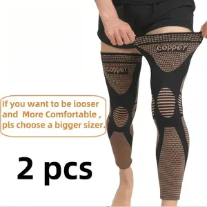 Long Compression Knee Pads, Copper Fiber, Breathable Anti-Slip, Ideal for Running/basketball/fitness, Unisex, Left/right Leg Compatible, Compression Knee Sleeves