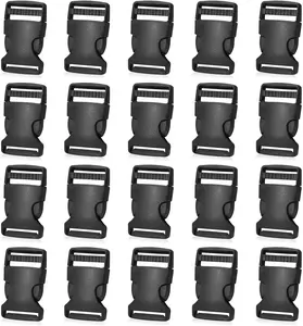 Petutu 20 Pack Plastic Buckles 1 Inch Quick Side Release Buckles for Backpack Webbing Belt (Black) Aootech