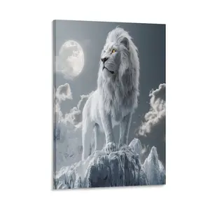 Snow Mountain White Lion Poster Canvas Wall Art Posters & Prints Painting for Bedroom Classroom Dorm Living Room Aesthetic Decor Canvas Poster Bedroom Decor Sports Landscape Office Room Decor Gift Frames Ornaments Artistic Decoration Photo Frame-.