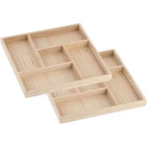 Wooden Candy Platters - Set of 2, 10"x10" Bamboo Square Serving Trays for Parties, Events, and Home Decor - 5 Compartment Candy and Snack Organizer (2 Pack)