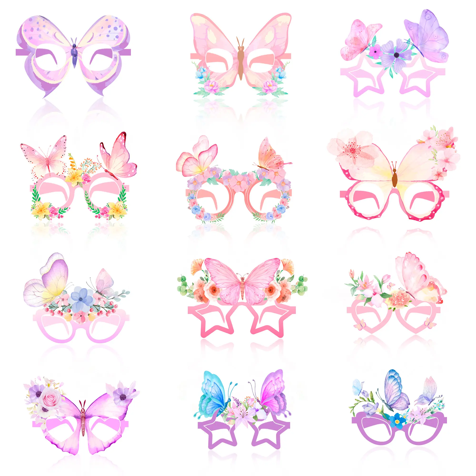 Butterfly Paper Glasses - 36 Pcs Butterfly Party Paper Eyeglasses, Spring Butterfly Theme Paper Party Glasses for Butterfly Photo Booth Props or Butterfly Birthday Decorations Supplies	