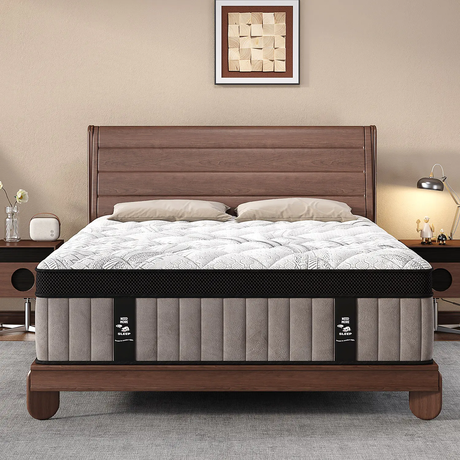 Medium Firm Hybrid Memory Foam Mattress, Ergonomic Lumbar Support Design, 12/14 Inch Available in Twin Full Queen King, Compressed Boxed Mattress, Ideal for Bedroom & Hotel Use