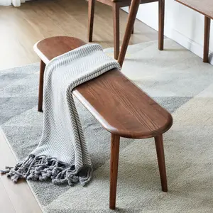 Walnut Skinny Bench,100% Solid Oak Narrow Bench for Bed Ends, Entryway,Dining Room,Mid-Century Style Solid Wood Furniture (Walnut, 11.8" D x 39.4" W x 16.1" H)