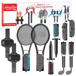 Switch 2 Sports Bundle: 2 Golf Clubs, Swords, Tennis Rackets, Boxing Gloves & Leg Straps – Double the Fun, Ready to Play