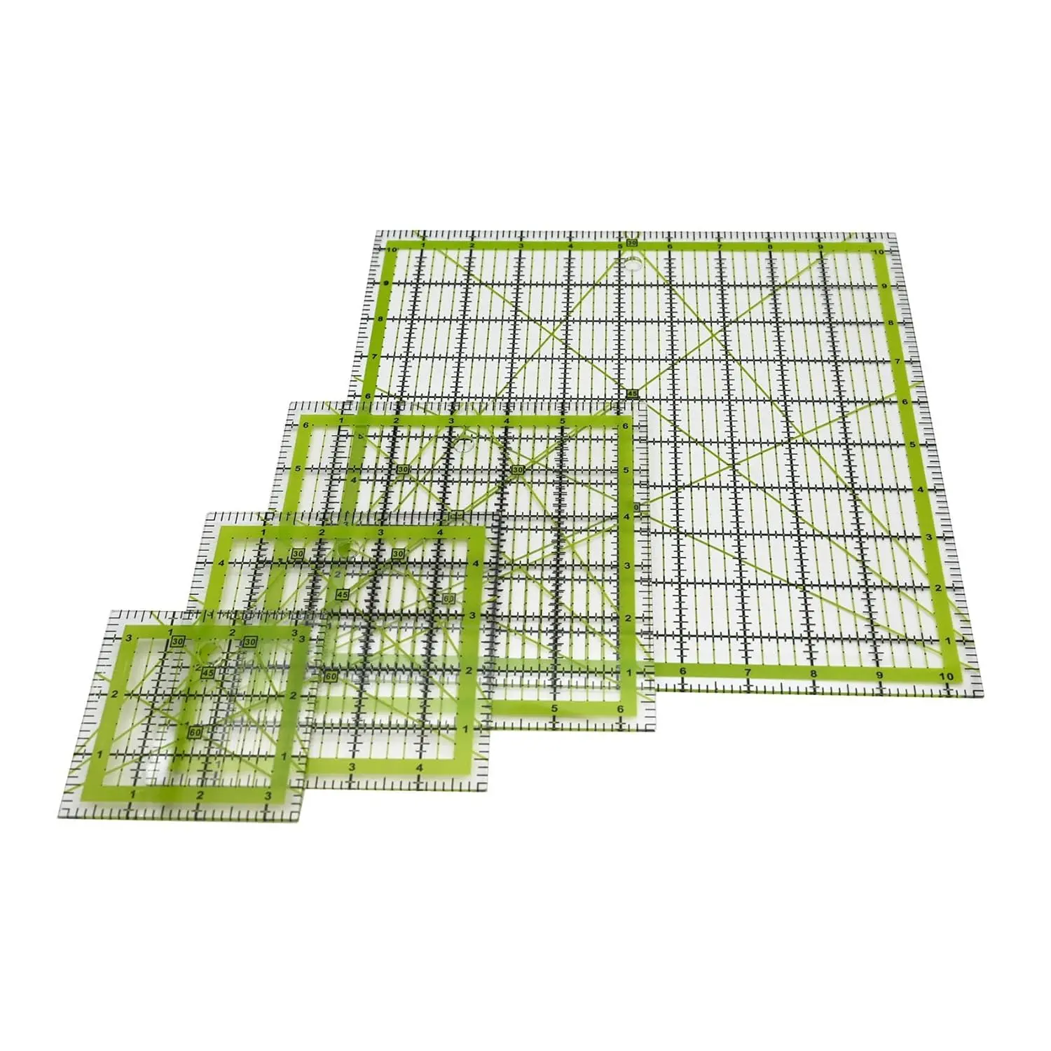 Quilting Rulers, 4 Square Quilting Templates  Rulers Green(3.5",5",6.5",10.5")