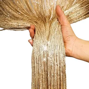 1 Piece String Tinsel Door Curtain, Glitter Fringe Door Wall Window Room Divider, Door Decoration for Living Room, Bedroom, Party Event, Valentine's Day Gift