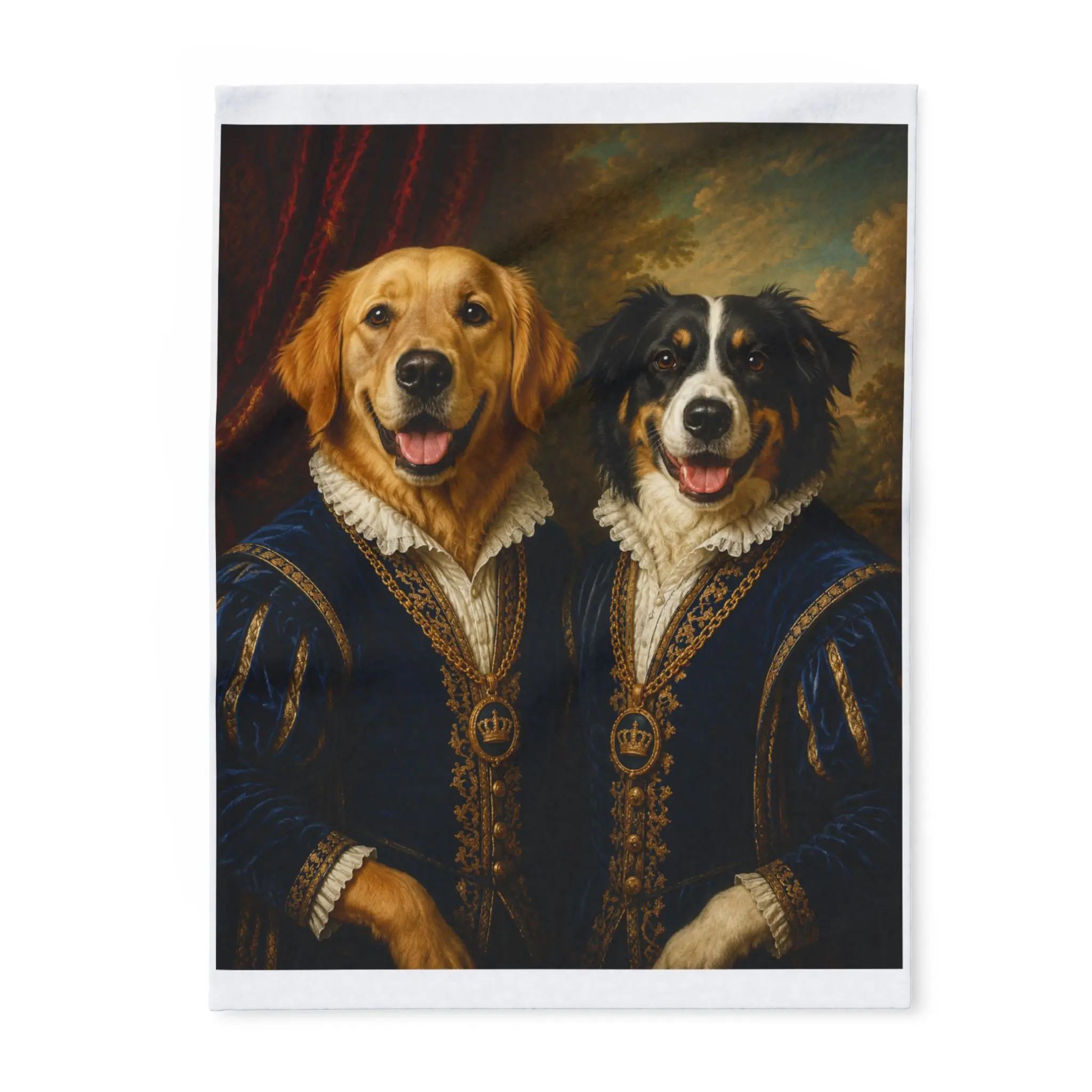 Regal Portrait Dogs Arctic Fleece Blanket | Renaissance-style Pet Portrait