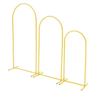 VEVOR Arch Backdrop Stand, Set of 3, 6/5/4 ft, Stable Structure, Easy Assembly, Gold Metal Arch Backdrop Stand for Wedding, Birthday Party, Graduation, Holiday Celebration, and Ceremony Decoration