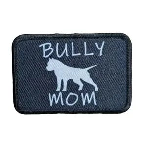 pit bull mom 2"x3"  morale patch with hook and loop backing