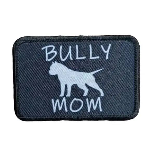 pit bull mom 2"x3"  morale patch with hook and loop backing