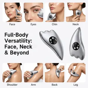 Sunluxy Electric Gua Sha with Microcurrent & Heated, 2-in-1 Dual-Sided face sculpting tool for Chin,Arms, Legs,No-Noise Gua sha Tool for Firming, Sculpting & Skincare