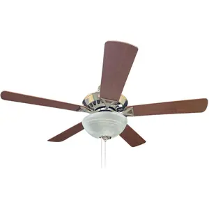SIROCCO 52 in Brushed Nickel Ceiling Fan with Single Light Fixture, For Indoor & outdoor Use. Two 120V 6W E26 Light Bulbs Not Included.