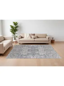 HomeRoots 566871 9 x 12 ft. Abstract Hand Woven Worn Faded Rectangle Area Rug, Gray & Silver