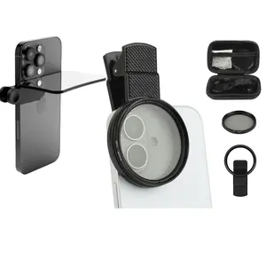52mm CPL Filter & Mobile Phone Photography Reflection Tool, Clip-on CPL Filter & Photography Glass Clip for Cellphone