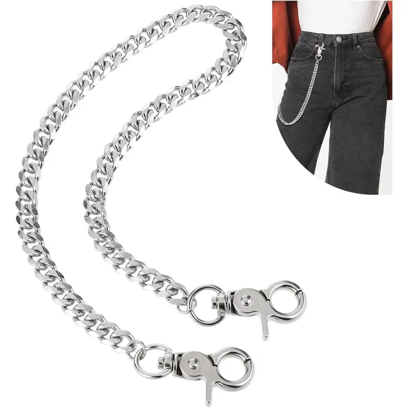 Chain for Pants,Metal Wallet Chains for Men,Double Lock Jean Chains,Punk ,Belt Chain Men for Pants Key  Hop Keyholder Trucker Biker (50cm)