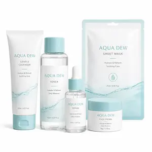 5-Piece Hydrating Skincare Set Daily Moisture Care – Cleanser, Toner, Serum, Face Cream & Sheet