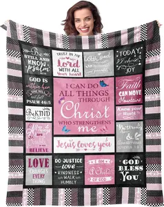 Bible Blanket Christian Sympathy Soft Throw Blanket Inspirational Gifts for Women Christ Jesus Loves You Blessed Religious Gifts for Woman for Praying Faith