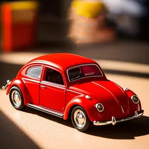 13cm Classic Red Beetle Diecast Car Model, 1:38 Scale Vintage Retro Metal Vehicle, Collectible Toy for Display & Gifting, Rechargeable Gel Ball Blaster Gun