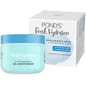 POND'S Hyaluronic Acid, Vitamin E & B3 Gel Face Moisturizer For 24 hour Hydration and Luminous Skin, 3.4 oz