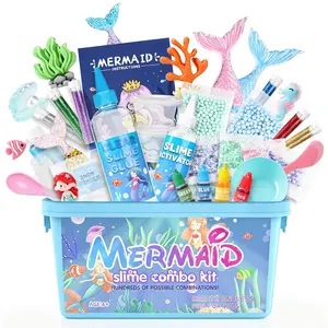 Mermaid Slime DIY Kit, Clay Crystal Mud Craft Material Set, Stress Relief Educational Toy Gift for Kids Aged 6+, Christmas Birthday Present