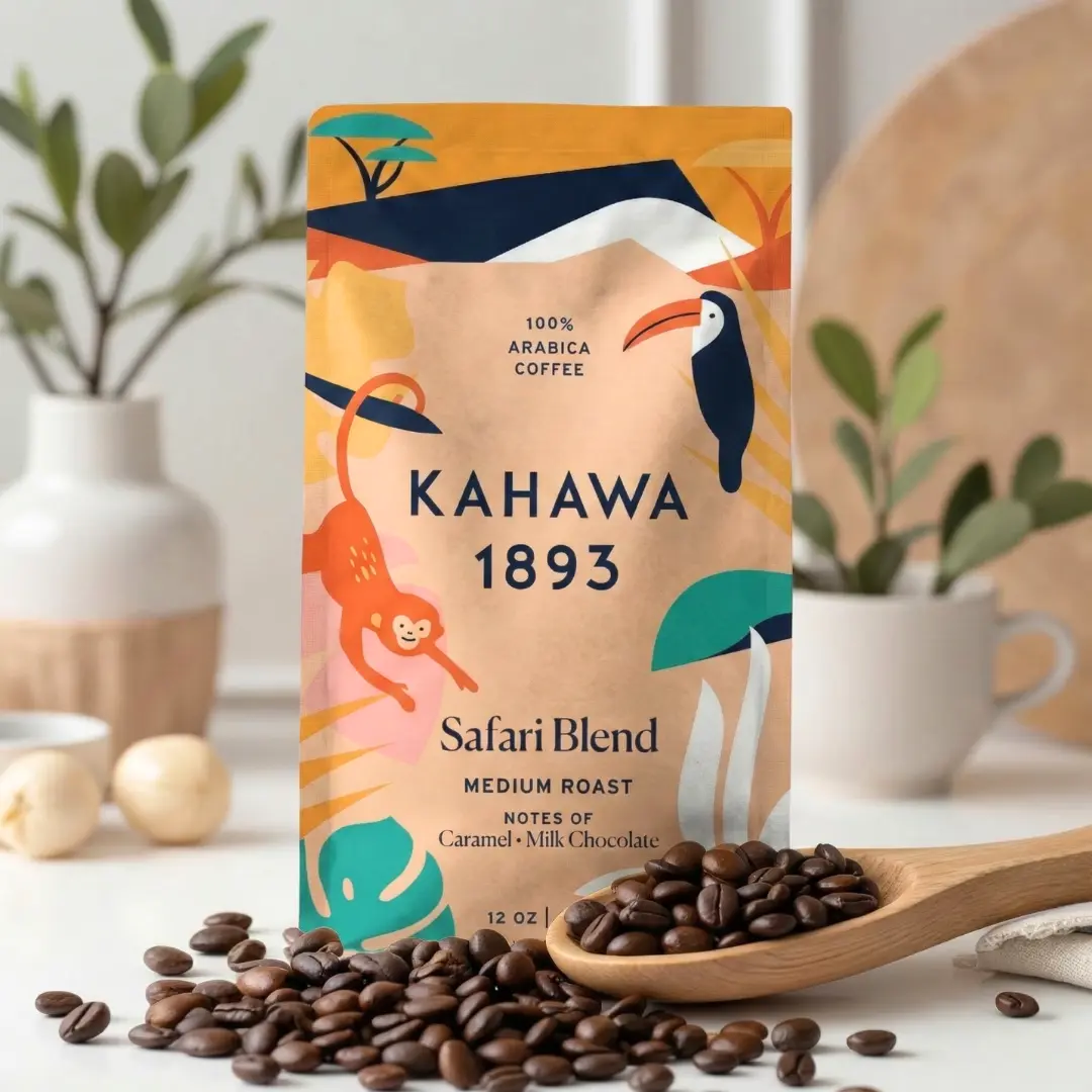 Kahawa 1893 Safari Blend Medium Roast Kenyan Coffee - 100% Arabica Beans - Caramel & Milk Chocolate Notes - Top-Rated 92/100 by The Coffee Review - As Seen on Shark Tank