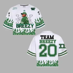 2025 Breezy Bowl XX Outfit, TRENDING 2025 Green Vintage Breezy Football Jersey, Music Rap Graphic Jersey, Unisex Summer