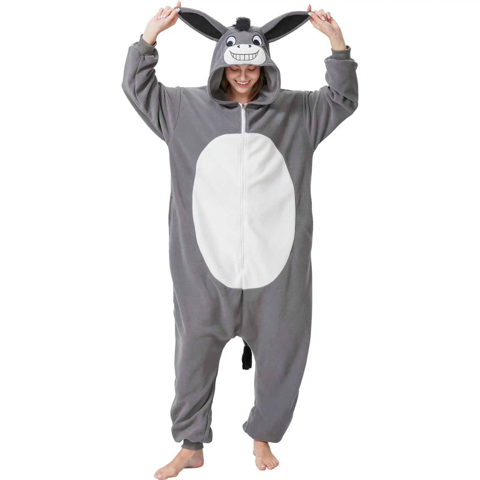 Donkey Costume Accessories for Women, Fun Animal Headband and Tail 2-Piece Set for Halloween Fancy Dress & Cosplay Parties