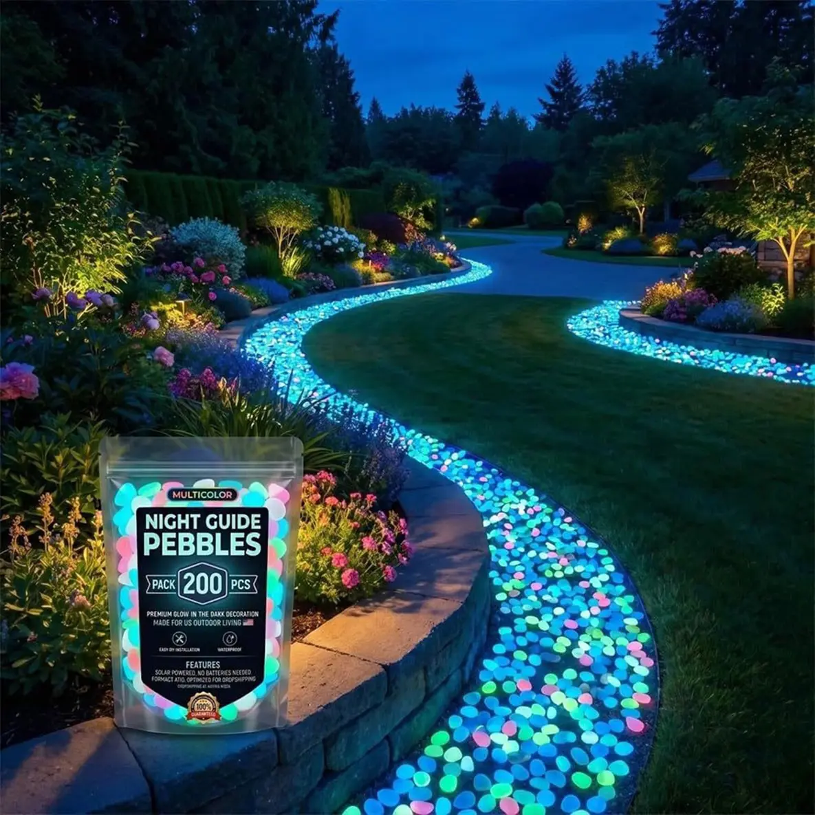Glowing Stones for Dark Areas, Colorful River Rocks for Garden Paths, Courtyard Landscaping, Aquarium Decor, Brighten Your Space Naturally, Decorative Stones, Garden Accessories, Outdoor Garden Accessory