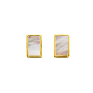 Rectangular Shell Stud Earrings