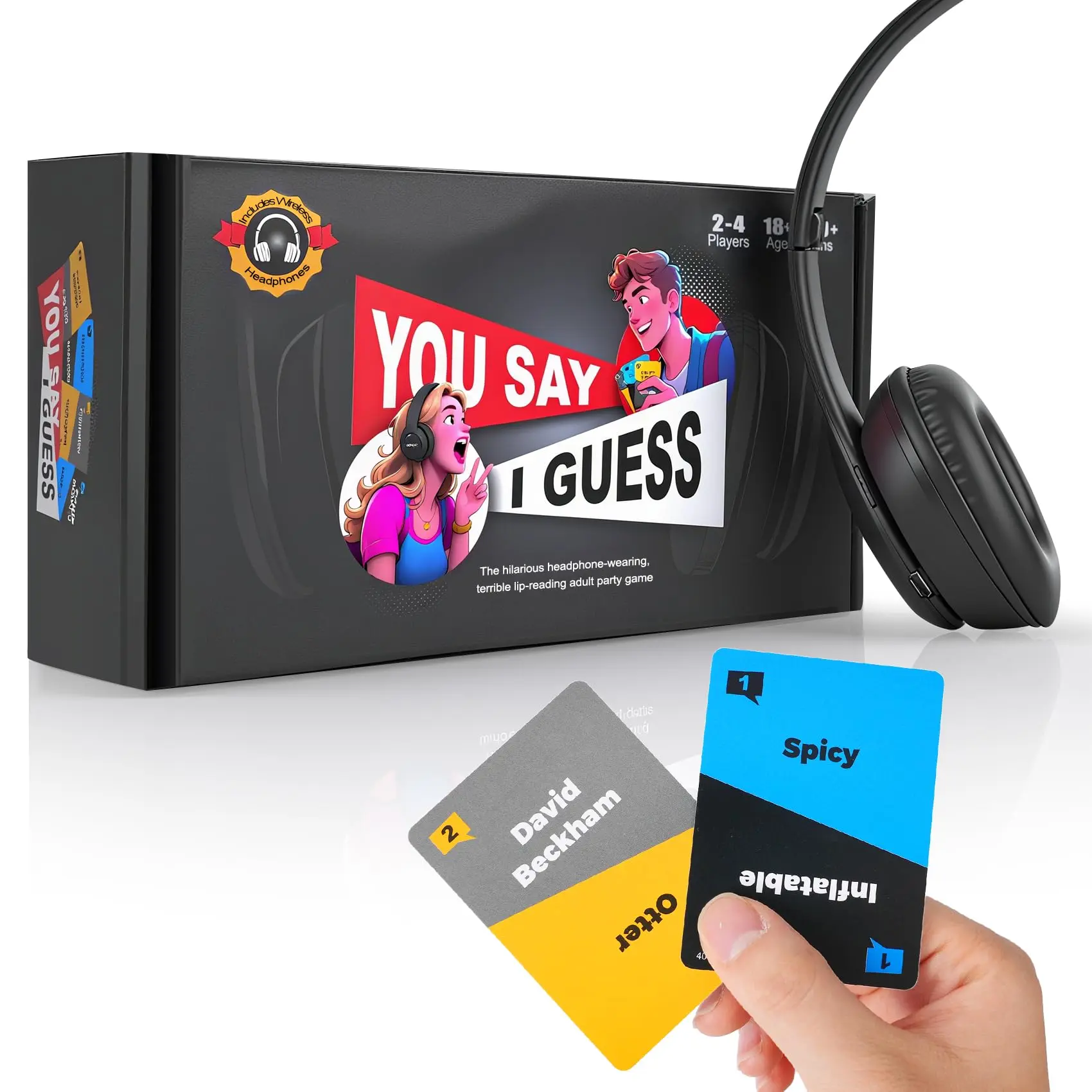You SAY I Guess: The Headphone Challenge Card Game for Adults,  with 40,000 Funny Phrase Combos, Engaging Parent-Child Interaction, Game Party Cards,Family Game Nights & Christmas Birthday Party， Perfect for 18+ Years Old (2+ Players) Card Set