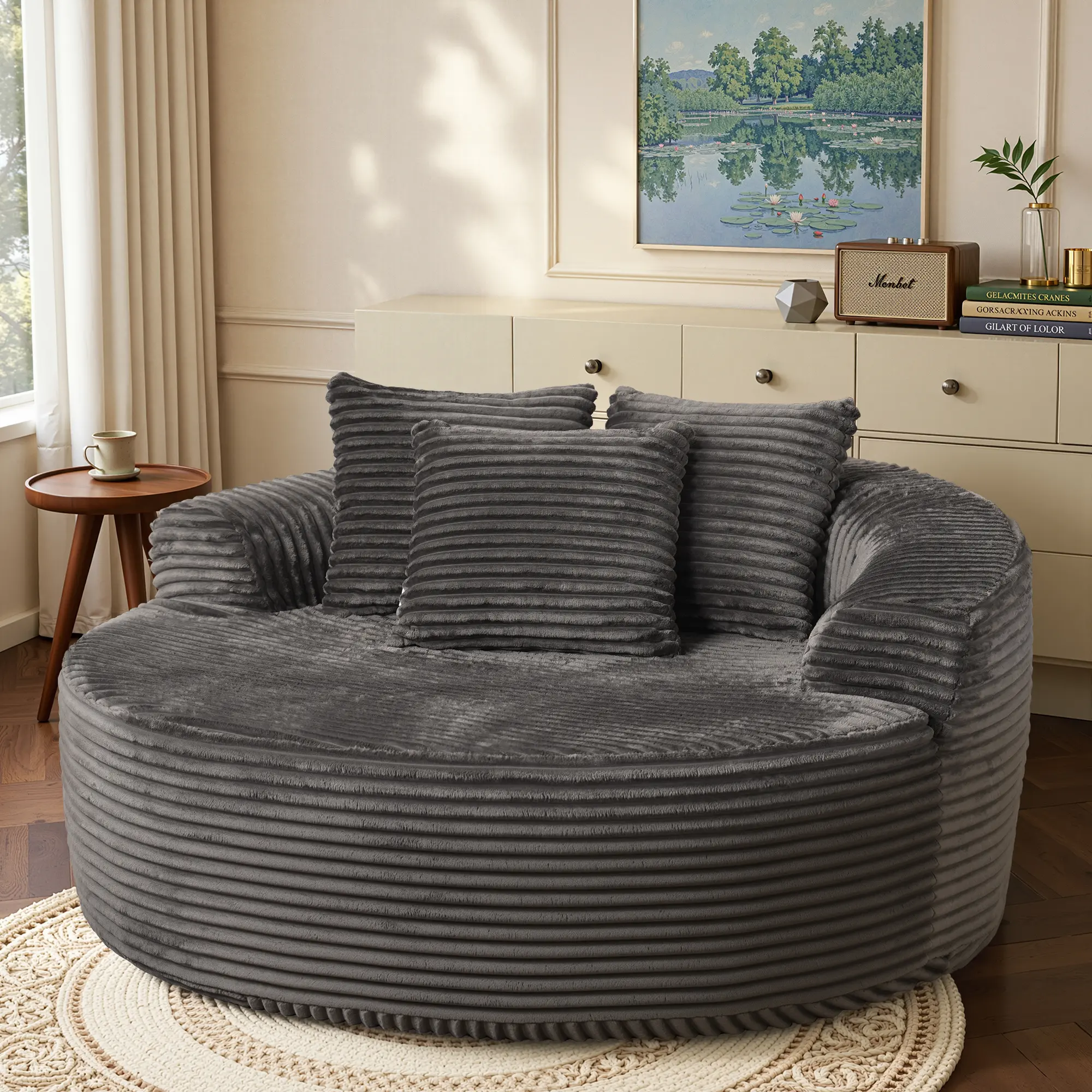 XIZZI 59" O-Shaped Modular Sofa - Plush Velvet Deep Seat Lounger for Living Room & Bedroom, lazy sofa bed, Modern Design, Easy to Rearrange, Comfortable Sectional No Assembly Required