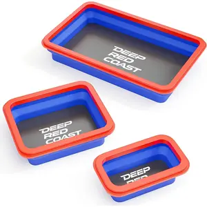3PCS Parts Tray Set, Collapsible Tool Trays in 3 Sizes for Organizing Screws Nuts Washers and Small Parts