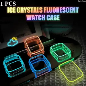 1pc PC Hollow-Out Luminous Protective Case for Apple Watch – Anti-Drop & Durable PC Cover, Fits 38–49mm & Series 1–11/SE/Ultra, Smartwatch Accessory for Summer Nights