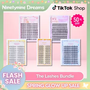 Ninetynine Dreams 470PCs Lashes Bundle (Double Tower, Easy 3 Step, Sunflower, Idol, Fantasy) | Waterproof, Long-Lasting & Reusable Beginner-Friendly DIY Eyelash Clusters Ultra-Thin Band Anime Manhua Style Mix of Natural & Dramatic Individual False Lashes
