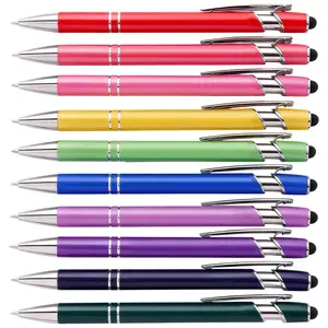 10Pcs Black Ink Ballpoint Pen with Stylus Tip 2 in 1 Writing Pen Stylus Ballpoint Pen Metal Pens Stylus Pen for Touch Screens School Office Coworkers (Multicolor), Thanksgiving gift / Christmas gift
