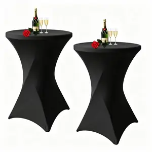 2-Pack Stretch Cocktail Table Cover, Pure Durable, Polyester and Spandex Blend, Kitchen, Restaurant, Outdoor Parties, Wedding, Event Supplies