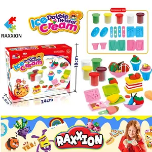 15PCS Ice Cream Dessert Playdough Set – 5 Safe, Non-Toxic Dough Packs Made from Flour, Water, and Salt with 10 Accessories – Ideal for Creative Play – Perfect Gift for Kids