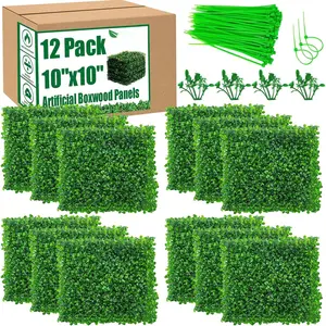 12 count Grass Wall,10"x10" Grass Wall Panels,Artificial Boxwood Panels,Greenery Wall Faux Hedge Grass Panels,Grass Wall Backdrop Panels for Outdoor Indoor Garden Yard Fence