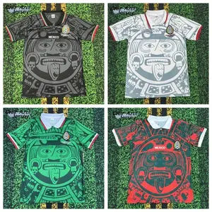 1998 France World Cup Mexico Team Black White Green Red Short Sleeve Soccer Jersey