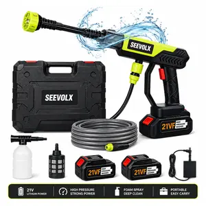 SEEVOLX 21V Cordless Pressure Washer Portable - Rechargeable Power Washer with Accessories for Car Wash, Patio Cleaning, Garden Hose, Driveway & Outdoor Home Maintenance Tool
