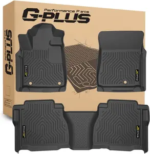G-PLUS Protector Molded Car Floor Mats 3PCS, Fits Perfectly for 2007-2024 Toyota Tundra Double & CrewMax Cab Pickup, TPE All Weather Full Cover Liners for 1st & 2nd Row, Black, Protector Floor Mats