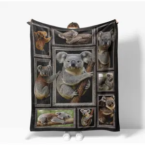 Koala Throw Blanket Soft Warm Cozy Koalas Blankets Fuzzy Plush Flannel Koala Blanket Gifts for Couch Bed Sofa Home Decor