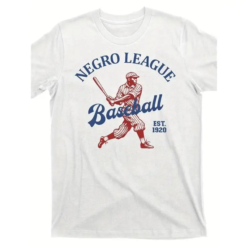 Women's Cotton Graphic Print Throwback Short Sleeve Tee - 1920 Vintage Baseball League Design, Modest Classic Basic All Seasons Korean Casual Streetwear Round Neck Top for Black History Month (Multiple Preppy Styles)