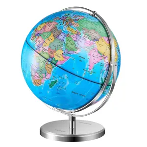 VEVOR Illuminated World Globe with Stand, 9 in/228.6 mm, Educational Earth Globe with Stable Heavy Metal Base and LED Constellation Night Light HD Printed Map, Spinning for Kids Classroom Learning